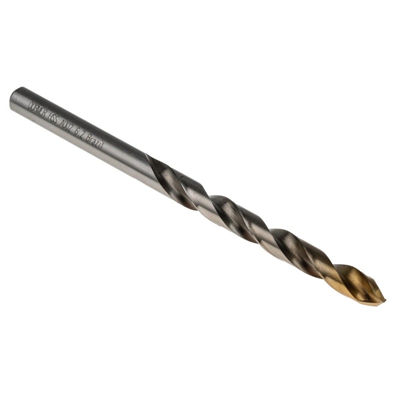 1 Box of 5 - Dormer A002 Series HSS-TiN Twist Drill Bit, 6.2mm Diameter, 101 mm Overall