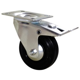 1 pcs - Guitel Hervieu Braked Swivel Castor Wheel, 100kg Capacity, 100mm Wheel