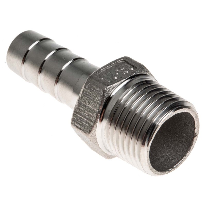 1 pcs - RS PRO Stainless Steel Pipe Fitting, Straight Hexagon Hose Nipple, Male R 1/2in x Male