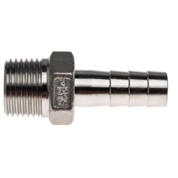 1 pcs - RS PRO Stainless Steel Pipe Fitting, Straight Hexagon Hose Nipple, Male R 1/2in x Male