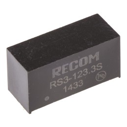 1 pcs - Recom RS3 DC-DC Converter, 3.3V dc/ 600mA Output, 9 - 18 V dc Input, 3W, Through Hole, +71°C Max Temp -40°C Min