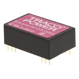 1 pcs - TRACOPOWER TEL 3 DC-DC Converter, 12V dc/ 250mA Output, 18 - 36 V dc Input, 3W, Through Hole, +85°C Max Temp