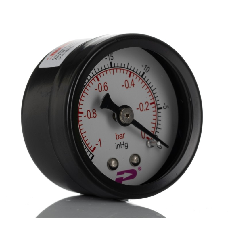 1 pcs - RS PRO BSP 1/8in Analogue Vacuum Gauge 0bar Back Entry, -1bar min.