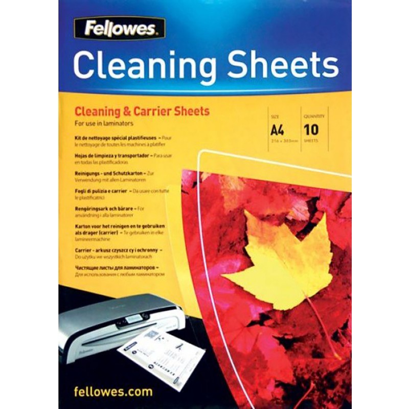 10 pcs - Fellowes A4 Laminator Cleaning Sheets, 10 Pack Quantity