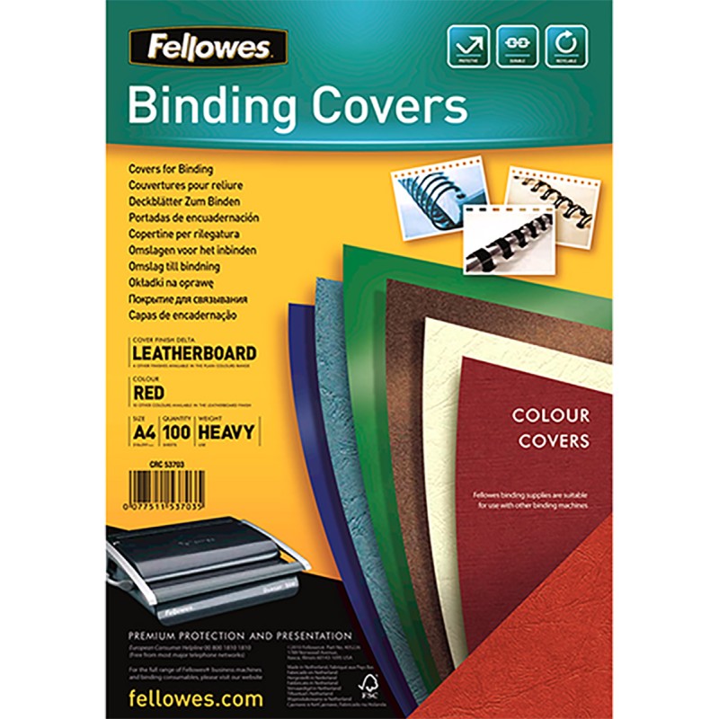 100 pcs - Fellowes Red A4 Binding Cover
