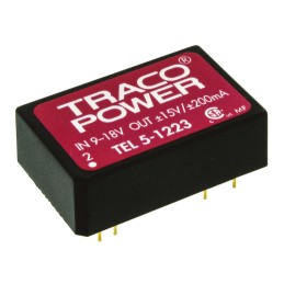 1 pcs - TRACOPOWER TEL 5 DC-DC Converter, ±15V dc/ ±200mA Output, 9 - 18 V dc Input, 5W, Through Hole, +85°C Max Temp