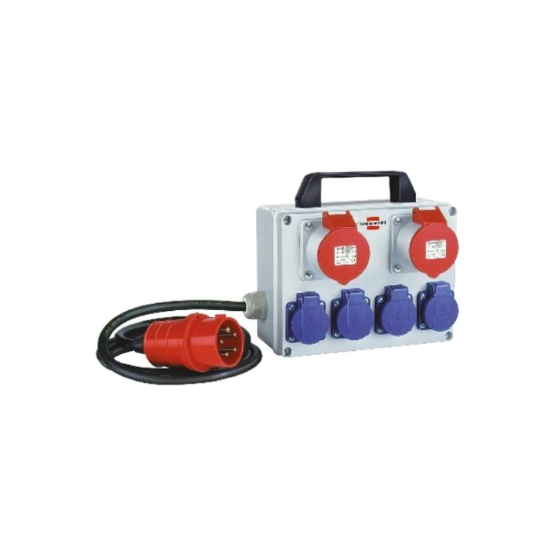 1 pcs - brennenstuhl 2m 2 + 4 Socket Type E - French Extension Lead, 230 V, 400 V, IP44