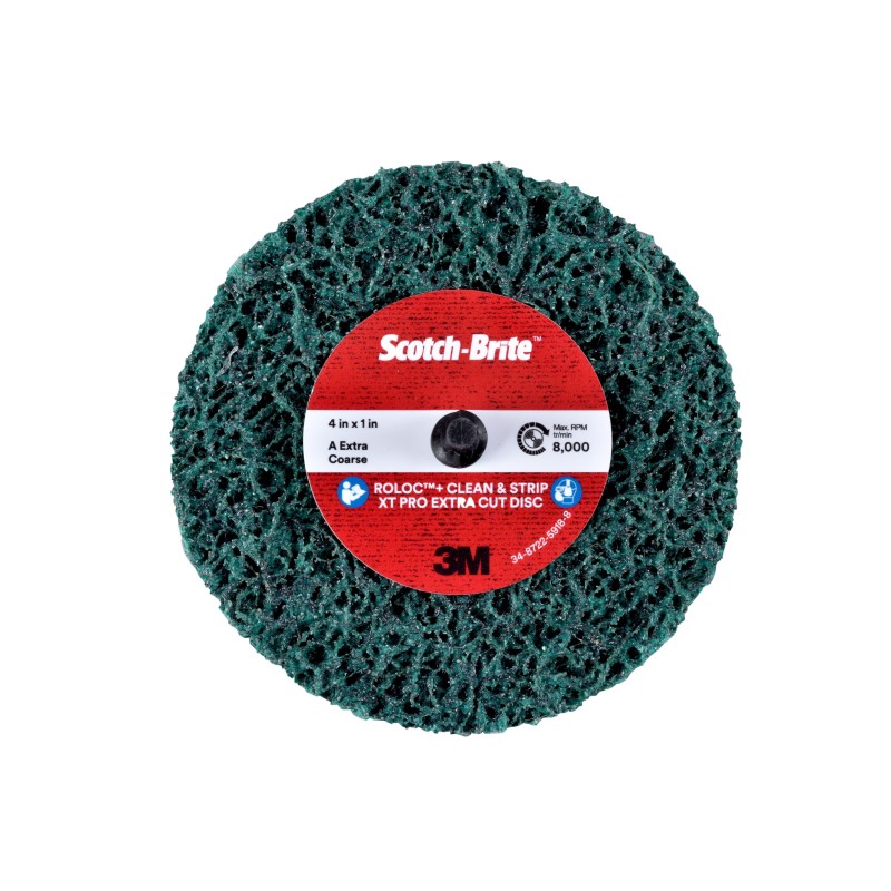 1 Box of 8 - 3M Scotch Brite Roloc + Aluminium Oxide Sanding Disc, 125mm x 6mm Thick, Extra Coarse Grade, 7100192733, 8 in pack