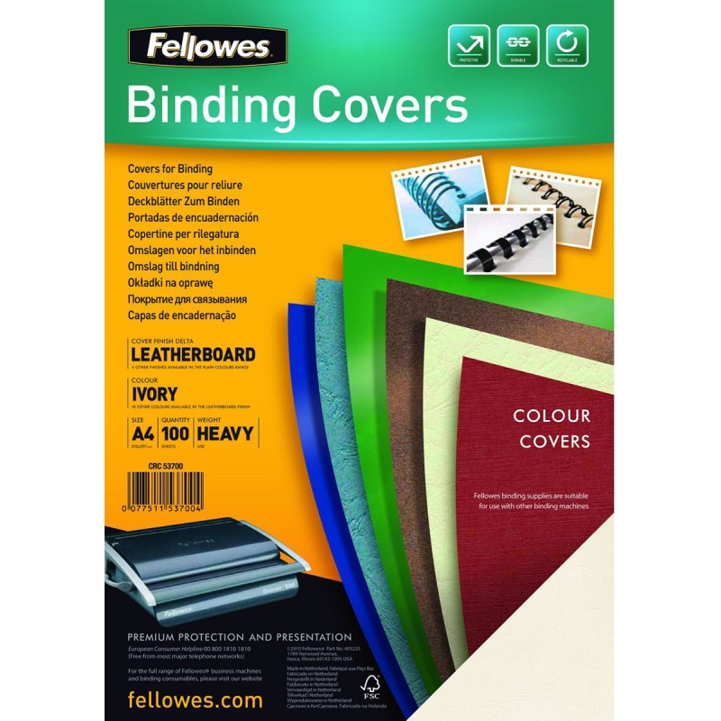 100 pcs - Fellowes Ivory A4 Binding Cover