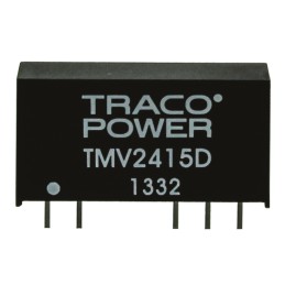 1 pcs - TRACOPOWER TMV DC-DC Converter, ±15V dc/ ±30mA Output, 21.6 - 26.4 V dc Input, 1W, Through Hole, +85°C Max Temp