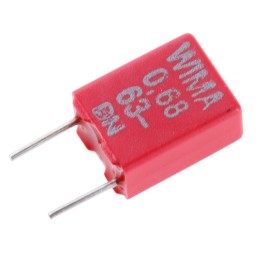 5 pcs - WIMA MKS2 Polyester Film Capacitor, 40 V ac, 63 V dc, ±10%, 680nF, Through Hole