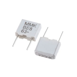 5 pcs - KEMET MMK Polyester Film Capacitor, 40 V ac, 63 V dc, ±10%, 220nF, Through Hole