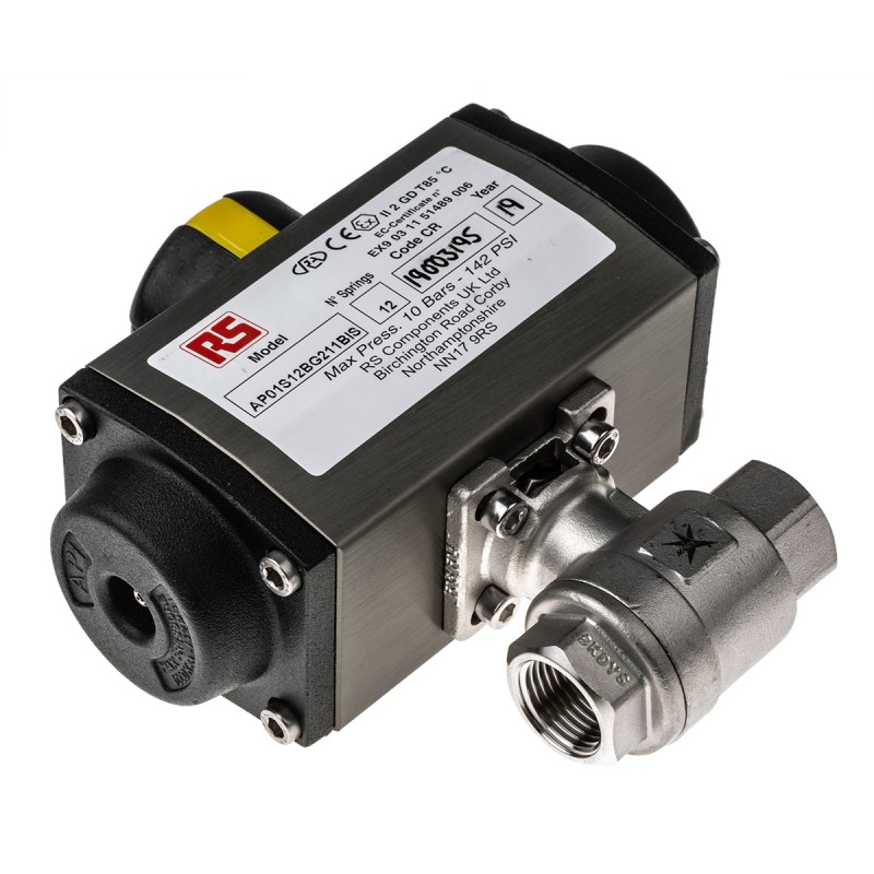 1 pcs - RS PRO Ball type Pneumatic Actuated Valve, BSP 1/2in, 1000 psi