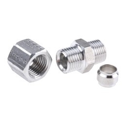 1 pcs - Legris Stainless Steel Pipe Fitting, Straight Hexagon Coupler, Male BSP 1/8in