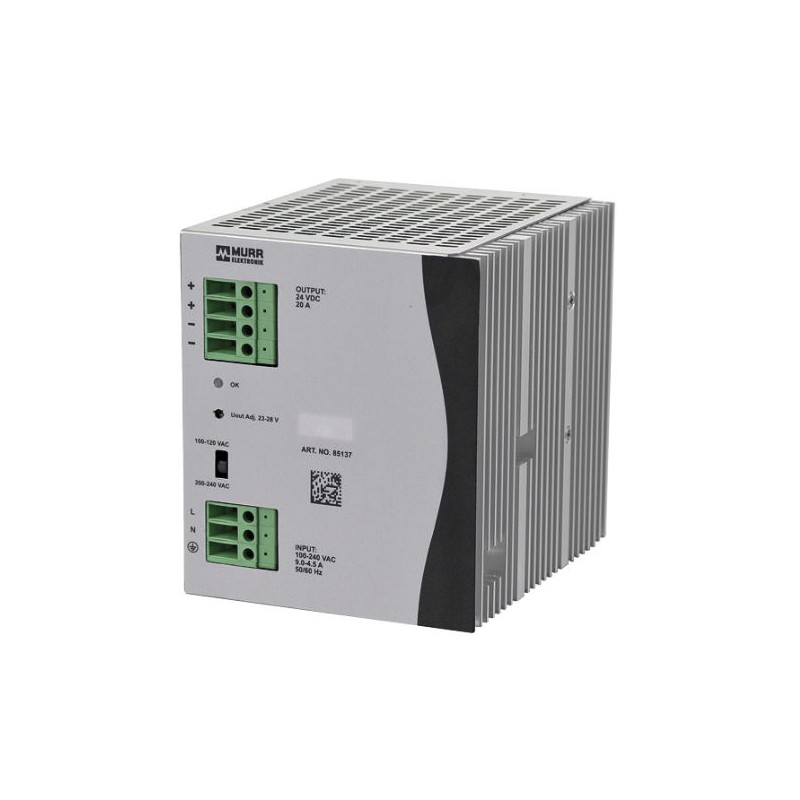 1 pcs - Murrelektronik Limited Eco-Rail Switch Mode DIN Rail Power Supply, 173 - 264V ac ac Input, 24V dc dc Output, 20A