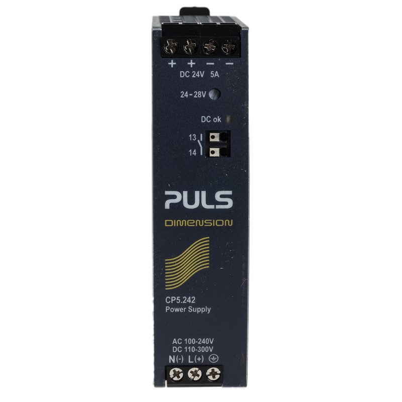 1 pcs - PULS CP DIN Rail Power Supply, 100 - 240 V ac, 110 - 300 V dc ac, dc Input, 24V dc dc Output, 5A Output,