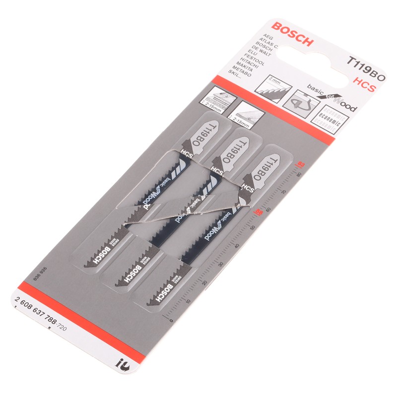 1 Pack of 3 - Bosch, 13 Teeth Per Inch 50mm Cutting Length Jigsaw Blade, Pack of 3