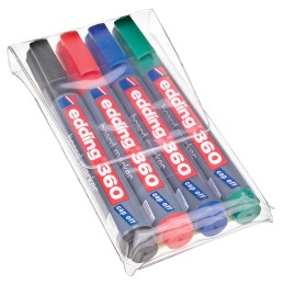 1 Set - Edding White Board Pen, 4 Assorted, 1.5 - 3 mm Tip Size