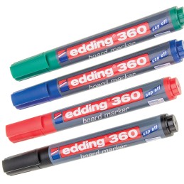 1 Set - Edding White Board Pen, 4 Assorted, 1.5 - 3 mm Tip Size
