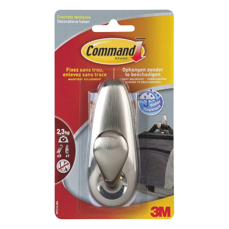 1 Set of 1 - 3M 172 x 99 x 8 mm Silver Adhesive Hook x 1