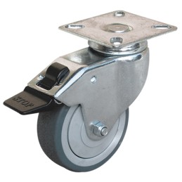1 pcs - Guitel Hervieu Braked Swivel Castor Wheel, 70kg Capacity, 100mm Wheel