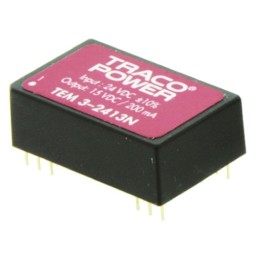 1 pcs - TRACOPOWER TEM 3N DC-DC Converter, 12V dc/ 250mA Output, 21.6 - 26.4 V dc Input, 3W, Through Hole, +85°C Max