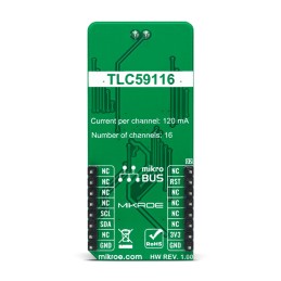 1 pcs - MikroElektronika MIKROE-4595, LED Driver 9 Click LED Driver Add On Board for TLC59116 for mikroBUS socket