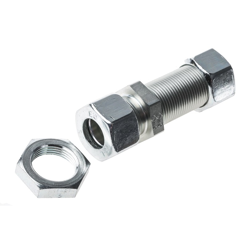 1 pcs - Parker Hydraulic Bulkhead Compression Tube Fitting M22 x 1.5 Made From Chromium Free Zinc Plated Steel