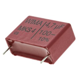 5 pcs - WIMA MKS4 Polyester Film Capacitor, 63 V ac, 100 V dc, ±10%, 4.7μF, Through Hole