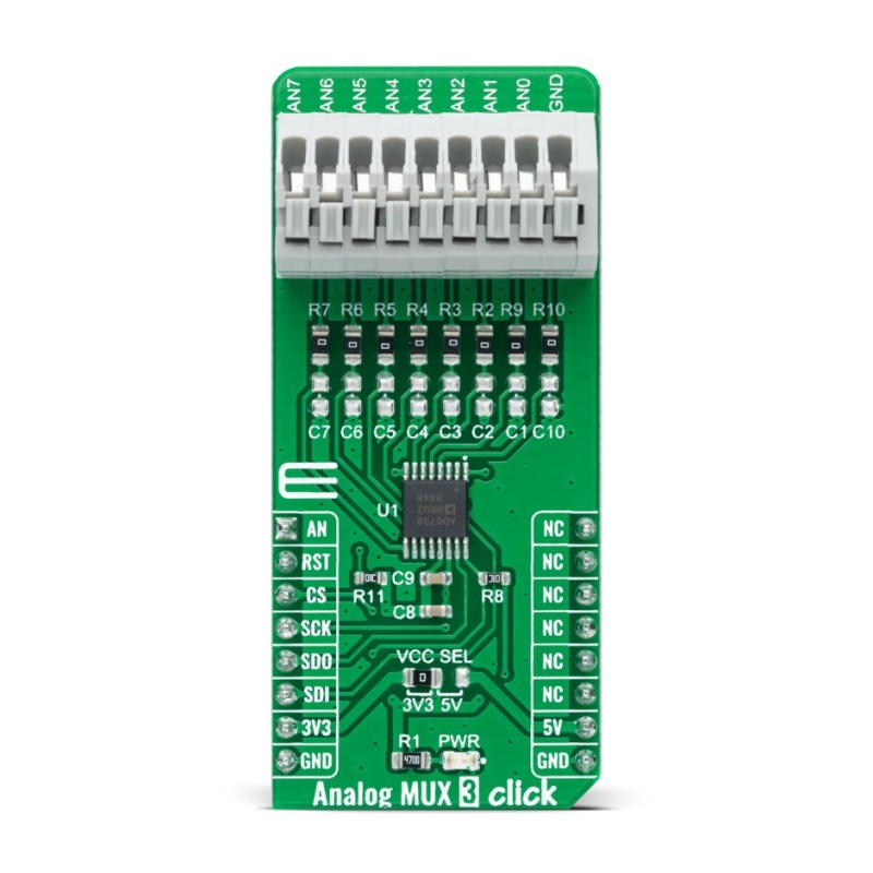 1 pcs - MikroElektronika MIKROE-4580, Analog MUX 3 Click Switches & Multiplexer Add On Board for mikroBUS socket for ADG738
