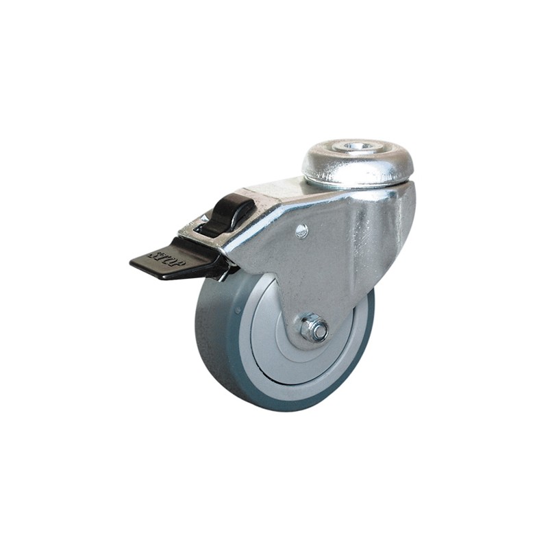 1 pcs - Guitel Hervieu Braked Swivel Castor Wheel, 60kg Capacity, 75mm Wheel