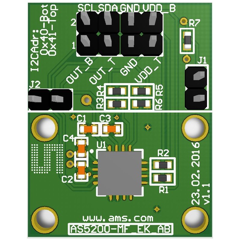 1 pcs - ams OSRAM AS5200L-MF_EK_AB Position Sensor Adapter Board for AS5200L AS5200L