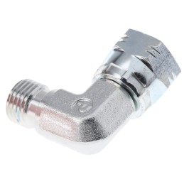 1 pcs - Parker Steel Zinc Plated Hydraulic Elbow Threaded Adapter, 4C6MK4S, G 1/4 Male G 1/4 Female