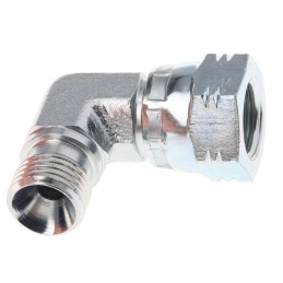 1 pcs - Parker Steel Zinc Plated Hydraulic Elbow Threaded Adapter, 4C6MK4S, G 1/4 Male G 1/4 Female