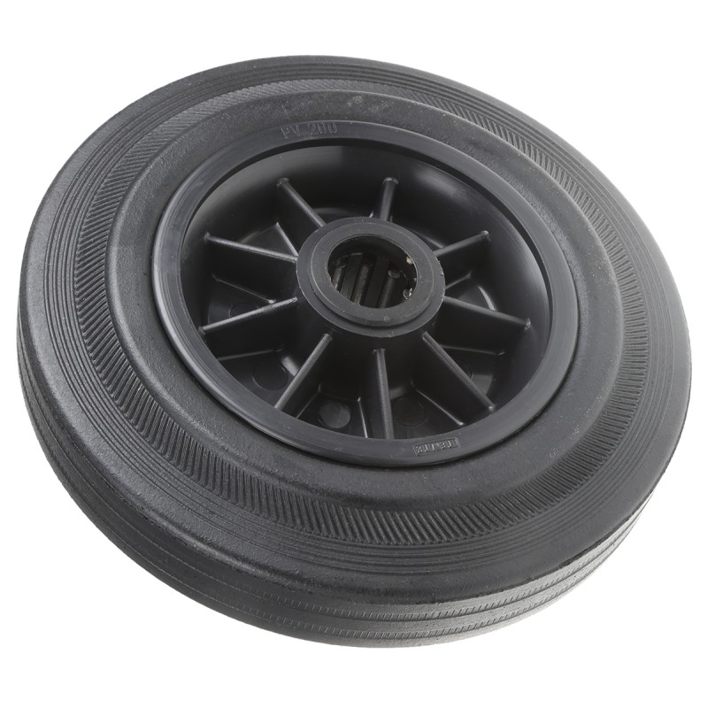 1 pcs - Tente Black Rubber Ageing Resistant Trolley Wheel, 205kg