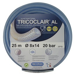 1 pcs - TRICOFLEX Tricoclair PVC, Hose Pipe, 25mm ID, 34mm OD, Clear, 25m