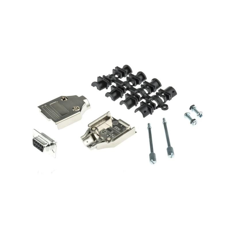 10 pcs : MHDTPK9-DB9S-K - 9 WAY D-SUB HOOD METPLAS TOP ENT