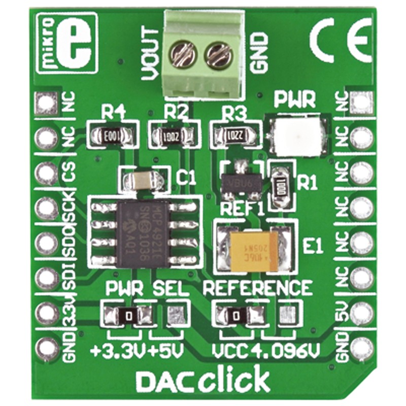1 pcs - MikroElektronika MIKROE-950 DAC Click mikroBus Click Board Signal Conversion Development Kit