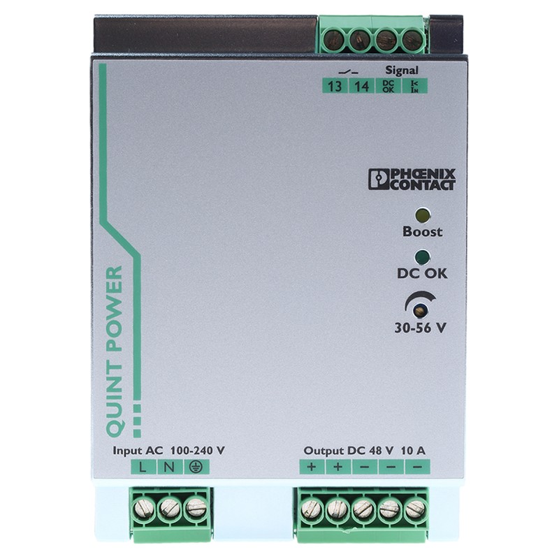 1 pcs - Phoenix Contact QUINT-PS/1AC/48DC/10 Switch Mode DIN Rail Power Supply, 85 - 264V ac ac Input, 48V dc dc Output,