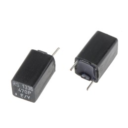 5 pcs - RS PRO Polystyrene Film Capacitor, 63V dc, ±1%, 470pF, Through Hole