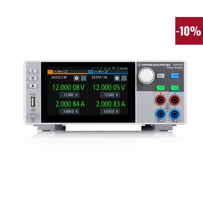 1 pcs - Rohde & Schwarz NGM200 Series Bench Power Supply Bundle, 0 - 20V, 3 A, 6 A, 2-Output, 120W