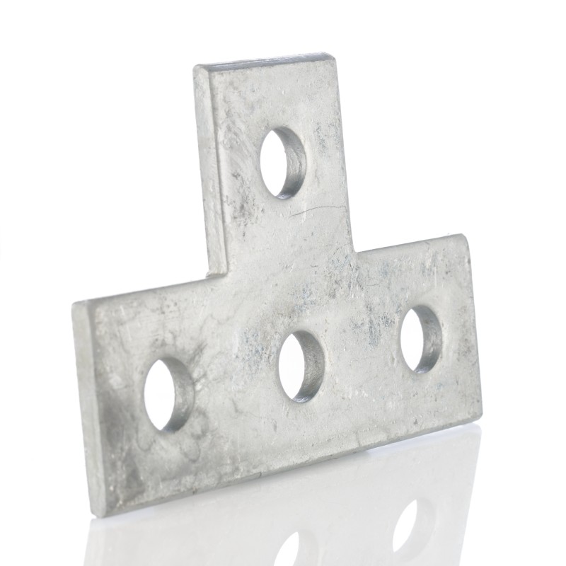 5 pcs - Hot Dipped Galvanised T Shape Bracket 4 Hole, 14mm Holes, 80 x 120 x 5mm