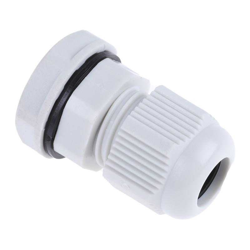 10 pcs - RS PRO Grey Nylon Cable Gland, M12 Thread, 3mm Min, 6.5mm Max, IP68