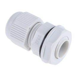 10 pcs - RS PRO Grey Nylon Cable Gland, M12 Thread, 3mm Min, 6.5mm Max, IP68