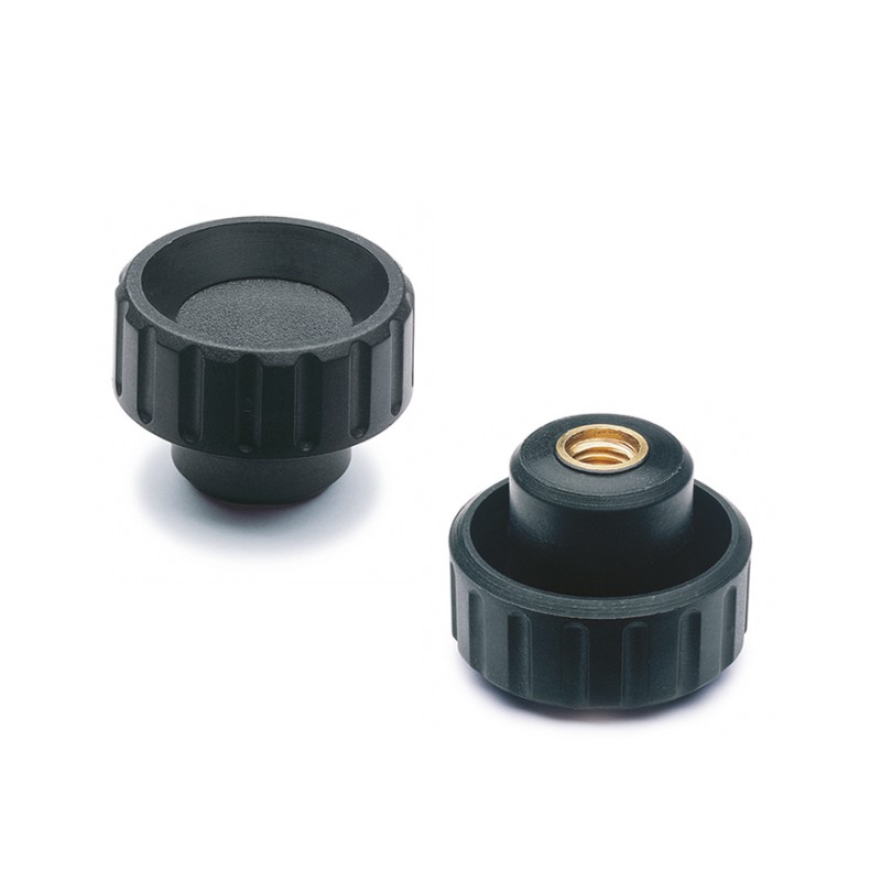 10 pcs - Elesa 6521 Black Polyamide Based Technopolymer Round Knob, M5, Blind Hole