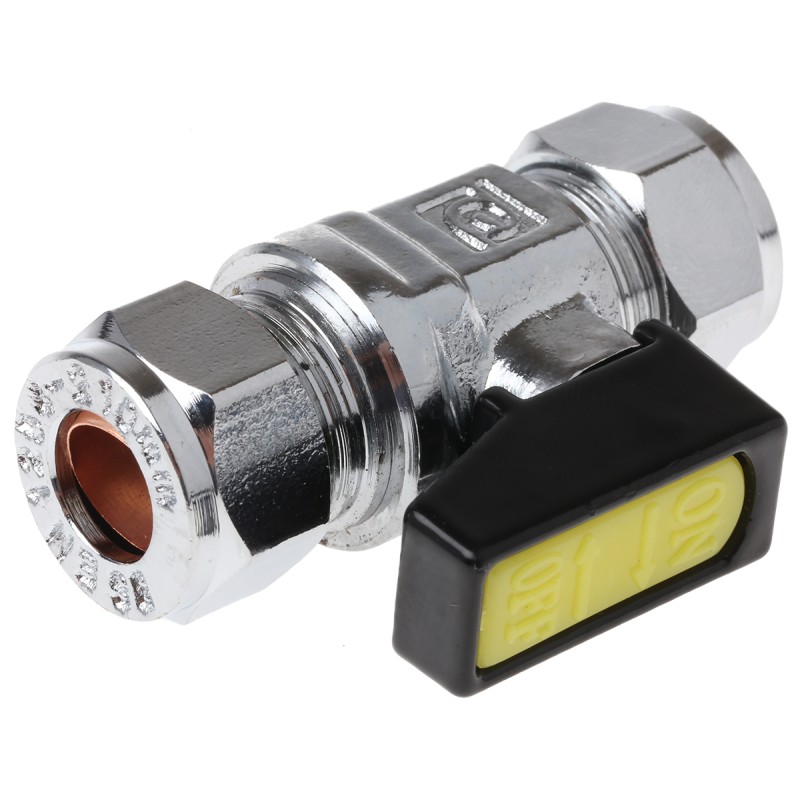 1 pcs - RS PRO Nickel Plated Brass 2 Way, Ball Valve, BSP, 10mm