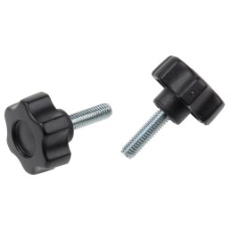 10 pcs - RS PRO Black Multiple Lobes Clamping Knob, M6, Threaded Stud