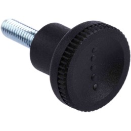 10 pcs - RS PRO Black Knurled Clamping Knob, M5, Threaded Stud