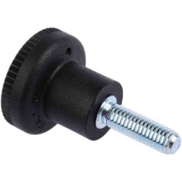 10 pcs - RS PRO Black Knurled Clamping Knob, M5, Threaded Stud