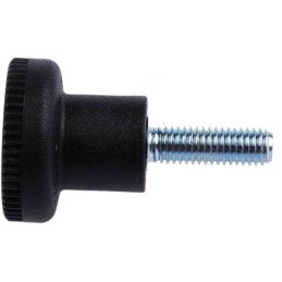 10 pcs - RS PRO Black Knurled Clamping Knob, M5, Threaded Stud